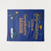 Blauwe eindexamenklas van 2025 afstuderen wandkleed (Voorkant (horizontaal))