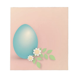 Blauwe eitjes tussen bloemen en bladeren notitieblok