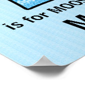 Blauwe Eland Monogram Letter M Babykamer Poster (Hoek)