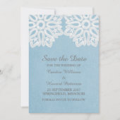 Blauwe elastische kant Opslaan Datum uitnodigen Save The Date (Voorkant)