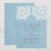 Blauwe elastische kant Opslaan Datum uitnodigen Save The Date (Voorkant / Achterkant)