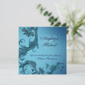 Blauwe elegant bruiloft verloving kaart (Staand voorkant)