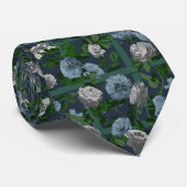 Blauwe Elegant Floral Rozen Stropdas (Opgerold)