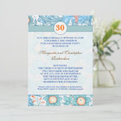 blauwe elegant uitnodigingen voor 30e trouwdag (Staand voorkant)