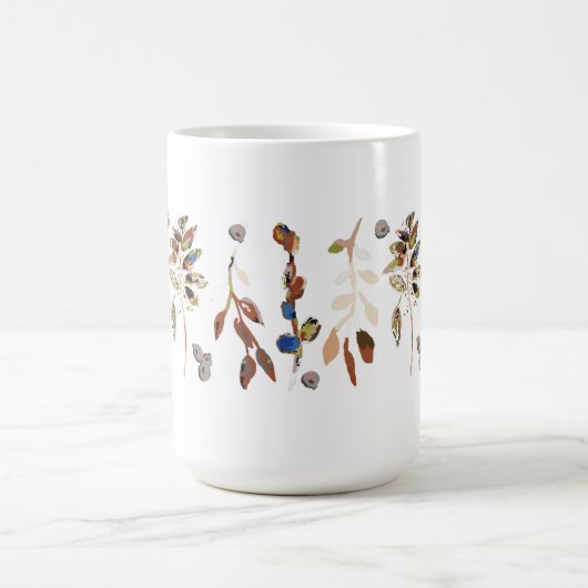 Blauwe Elegant Waterverf Floral Koffiemok (Center)