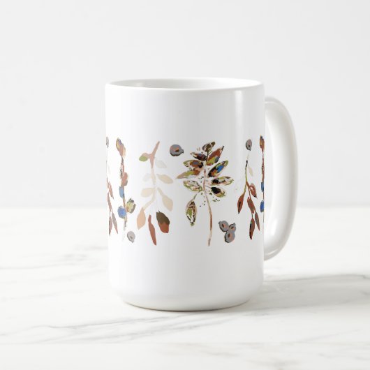 Blauwe Elegant Waterverf Floral Koffiemok (Voorkant rechts)