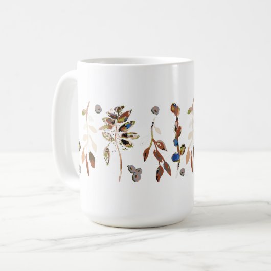 Blauwe Elegant Waterverf Floral Koffiemok (Voorkant links)
