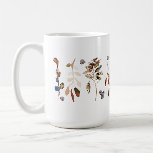 Blauwe Elegant Waterverf Floral Koffiemok (Links)