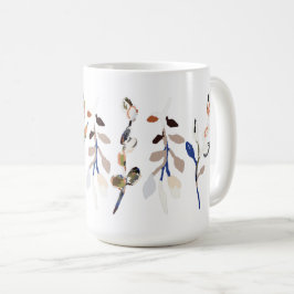 Blauwe Elegant Waterverf Floral Koffiemok