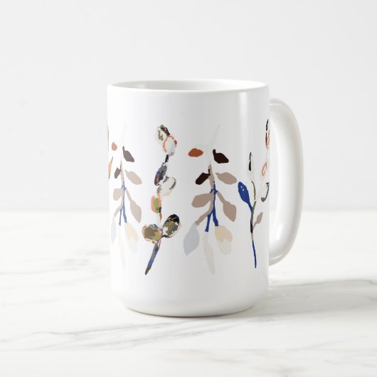 Blauwe Elegant Waterverf Floral Koffiemok (Voorkant rechts)