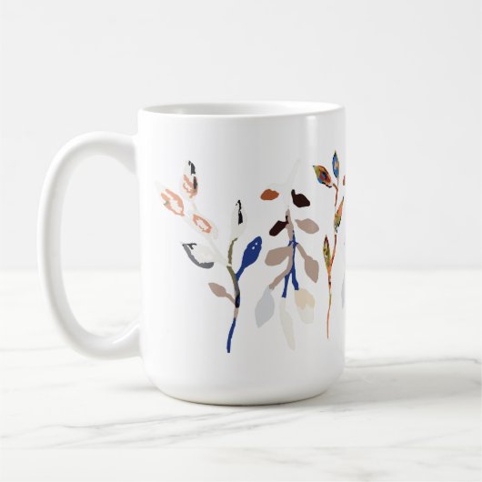 Blauwe Elegant Waterverf Floral Koffiemok (Links)