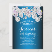 blauwe elegantdiamant , uitnodiging voor verjaarda (Voorkant)