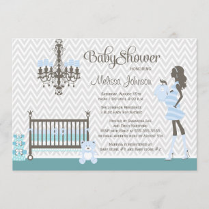 Blauwe elegante babybabyjongen doucheuitnodiging kaart