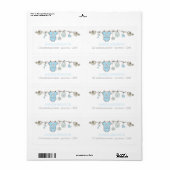 Blauwe, elegante babykleeraankondiging etiket (Full Sheet)