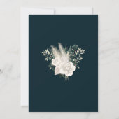 Blauwe Elegante Bloem Bloemige Trouw Uitnodiging (Achterkant)