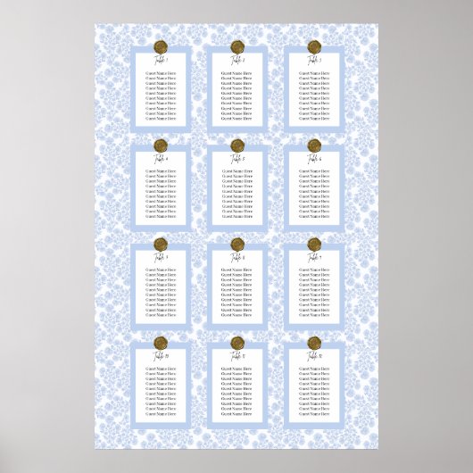 Blauwe Elegante Bloemstuk Toile Stoelenkaart Poste Poster (Voorkant)