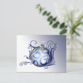 blauwe elegante Briefkaarten voor kerstgroeten (Staand voorkant)