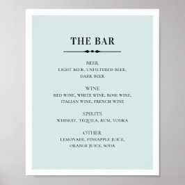 Blauwe elegante bruiloft. Eenvoudige drink bar Poster
