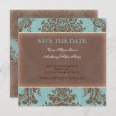 Blauwe elegante damp slaat de datum op save the date (Voorkant / Achterkant)