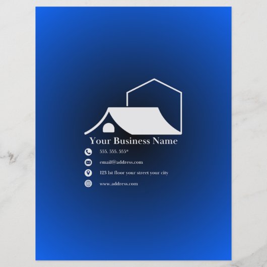 Blauwe Elegante Flyer Voor Makelaars (Achterkant)