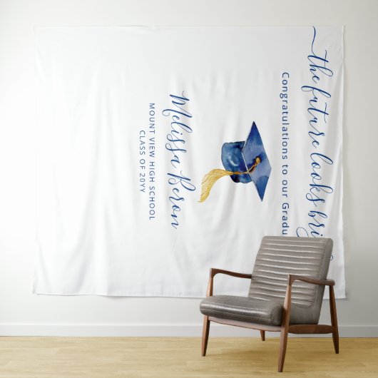 Blauwe elegante foto-achtergrond voor foto's wandkleed (In Situ (horizontaal))