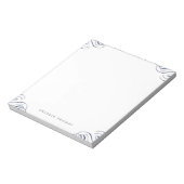 Blauwe elegante  gepersonaliseerde kantoorbenodigd notitieblok (Linkerzijde)