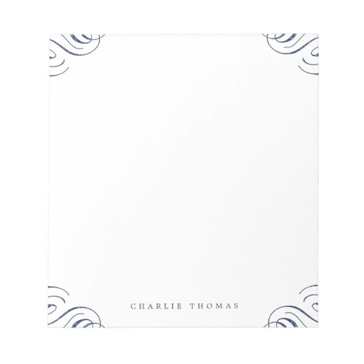 Blauwe elegante  gepersonaliseerde kantoorbenodigd notitieblok (Voorkant)