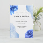 Blauwe Elegante Huwelijksuitnodiging Kaart (Staand voorkant)