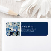 Blauwe Elegante Hydrangea Bruiloft Labels (Insitu)