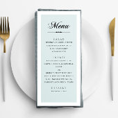 Blauwe elegante klassieke kalligrafie script bruil menu