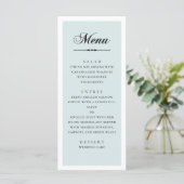 Blauwe elegante klassieke kalligrafie script bruil menu (Staand voorkant)