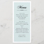 Blauwe elegante klassieke kalligrafie script bruil menu (Voorkant)