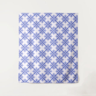 Blauwe elegante lijnen betegeld patroon wandkleed
