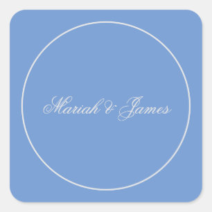Blauwe Elegante Minimalistische Namen Kalligrafie Vierkante Sticker