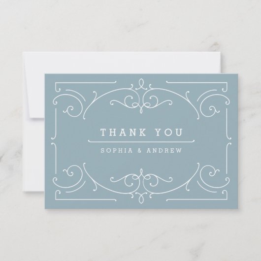 Blauwe elegante moderne klassieke bruiloft bedankt (Voorkant)
