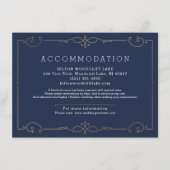 Blauwe elegante moderne klassieke trouwaccommodati informatiekaartje (Voorkant)