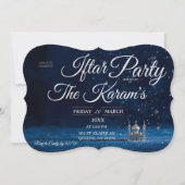 Blauwe Elegante Moskee Ramadan Iftar-feest  Kaart (Voorkant)