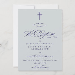 Blauwe Elegante Navy Cross Boy Doop Uitnodiging