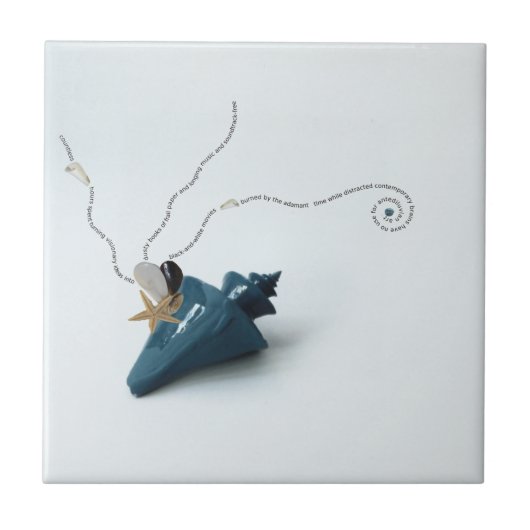 Blauwe elegante tegel als stranddecor tegeltje (Voorkant)