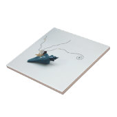 Blauwe elegante tegel als stranddecor tegeltje (Zijkant)