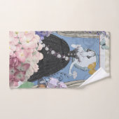 Blauwe elegante vrouw bloemrijke fancy jurk bad handdoek (Handdoek)