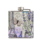 Blauwe elegante vrouw bloemrijke fancy jurk heupfles (Achterkant)