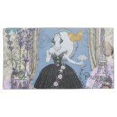 Blauwe elegante vrouw bloemrijke fancy jurk kussensloop (Voorkant-Rechts)