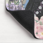 Blauwe elegante vrouw bloemrijke fancy jurk muismat (Hoek)