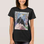 Blauwe elegante vrouw bloemrijke fancy jurk t-shirt (Voorkant)