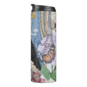 Blauwe elegante vrouw bloemrijke fancy jurk  thermosbeker (Geroteerd rechts)