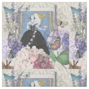 Blauwe Elegante Vrouw Bloemrijke Jurk Chic Stof