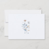 Blauwe Elegante Wildflower RSVP Kaartje (Achterkant)