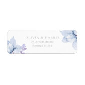 Blauwe Elegantie Bloemen Bruiloft Retouradres Etiket (Voorkant)