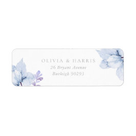 Blauwe Elegantie Bloemen Bruiloft Retouradres Etiket